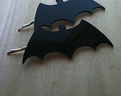 Holy Retro Logo, Batman... Large Bat Pins, Black Acrylic Hair Pins