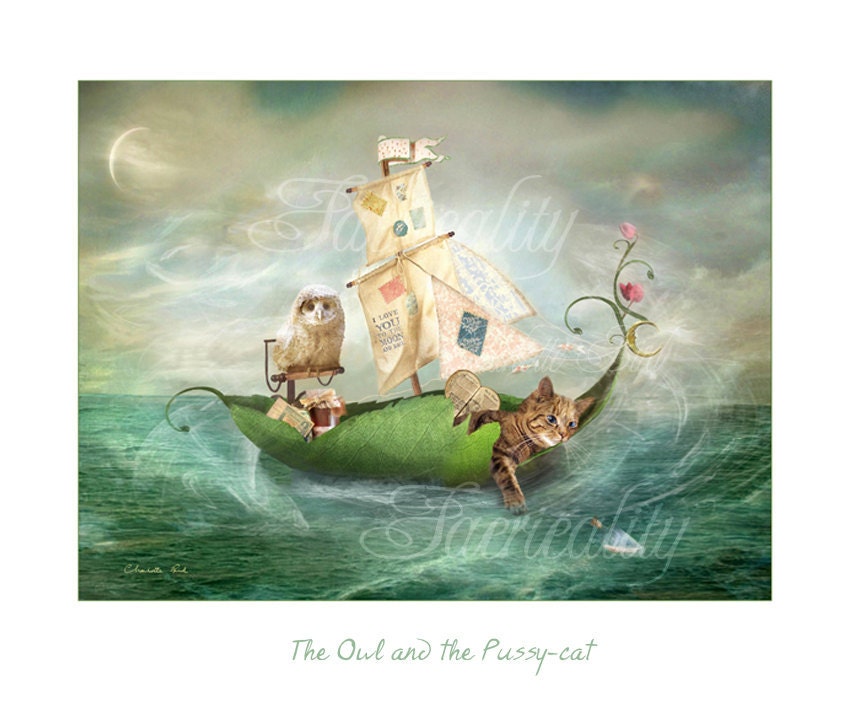 Nursery Rhyme Print  ' The Owl and the Pussy Cat '