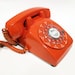 Orange Rotary Phone Working Telephone