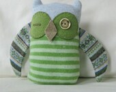 Stuffed Woodland Rescue Owl - Handmade From Felted Wool Sweaters