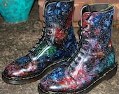 Galaxy Cosmic Print Dr Martens. Hand Painted . Sizes 3 to 10.