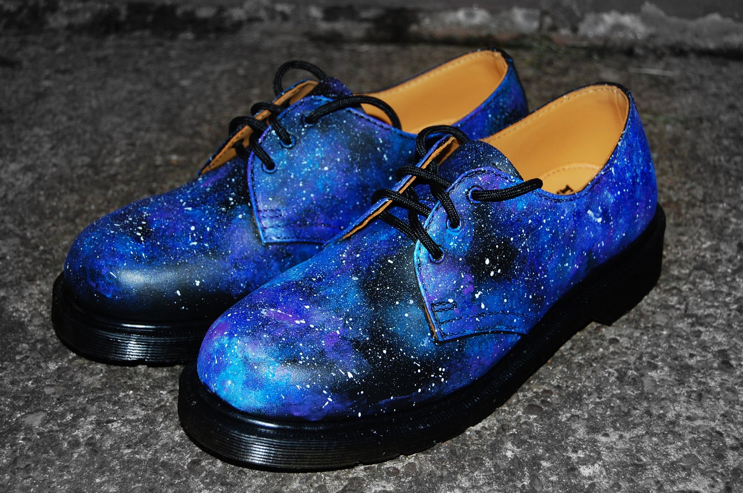 Galaxy cosmic space nebula print hand painted dr marten shoes, On Trend