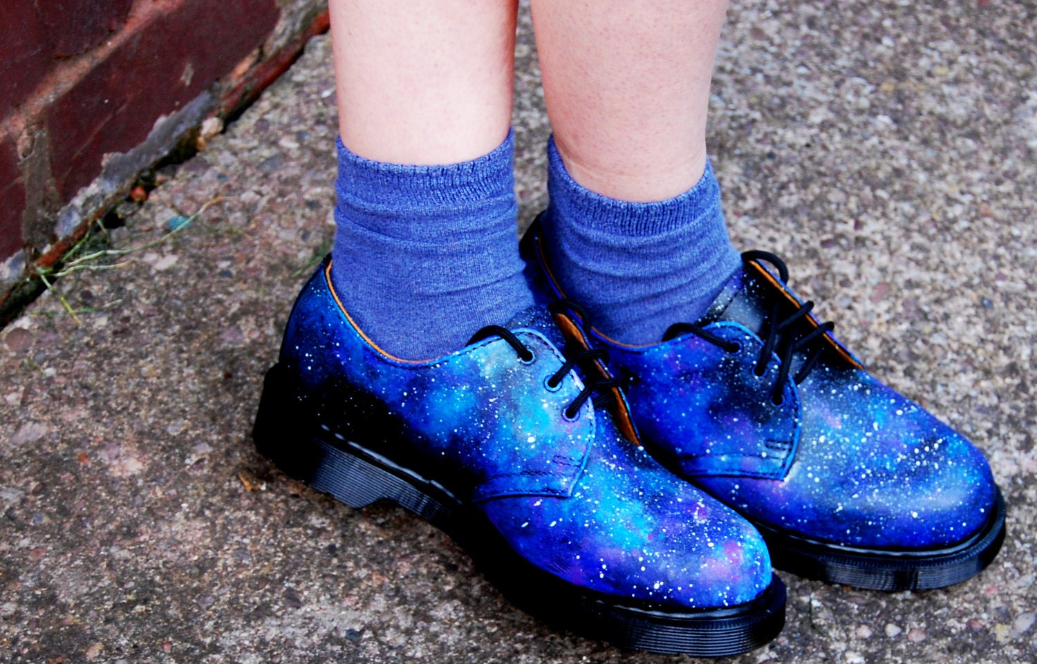 Galaxy cosmic space nebula print hand painted dr marten shoes, On Trend