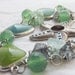 Seascape: Aqua Blue and Mint Green glass and Silver Bracelet with Starfish Toggle