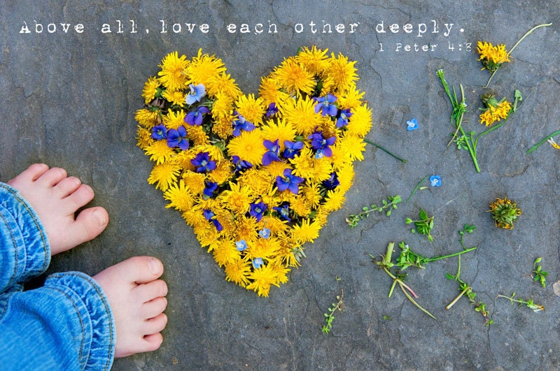 Above All, Love, Bible, Dandelion, Heart, 8"x12" Fine Art Print