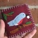 FREE SHIPPING,Wool Felt Needle Book, Needle Case, Burgundy Red, Blue Bird, Hand Sewn, Hand Cut