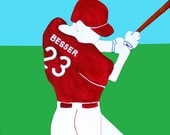 Personalized Baseball art room decor, original 16" X 20" acrylic painting for boy's room decor or teenager room decor