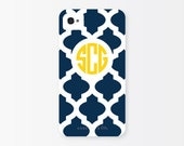 iPhone 5 or 4/4s Case - Custom Navy Tile, Monogrammed
