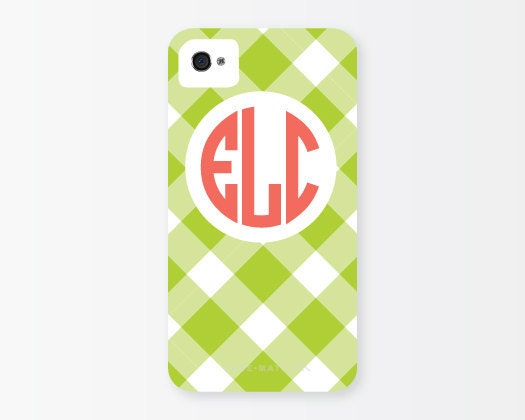 Monogrammed iPhone 5 or 4/4s Case - Apple Gingham
