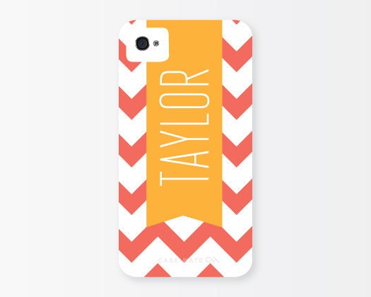 Monogrammed iPhone 5 or 4/4s Case - Strawberry Chevron
