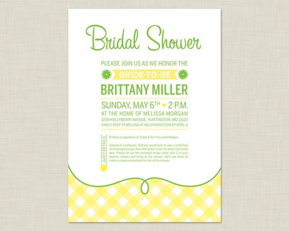 Lemon Bridal Shower Invitation / Summer Bridal Shower