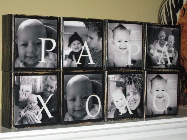 PHOTO BLOCKS - Perfect Fathers Day Gift - Grandparents Gift Grandpa, Grandma, Papa Gifts- Price is for a Set of 4 Blocks