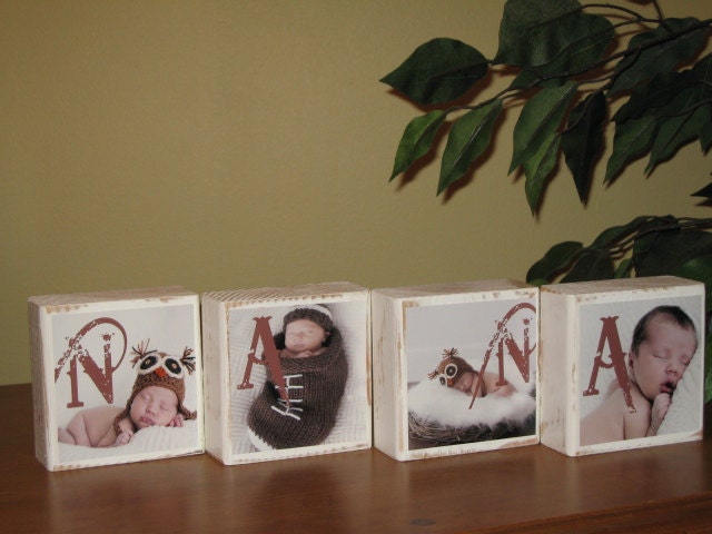 Mothers Day Gift PHOTO BLOCKS PERSONALIZED Gifts for Nana, Papa, Grandparents, Grandpa, Grandma, - Set of 4 Blocks