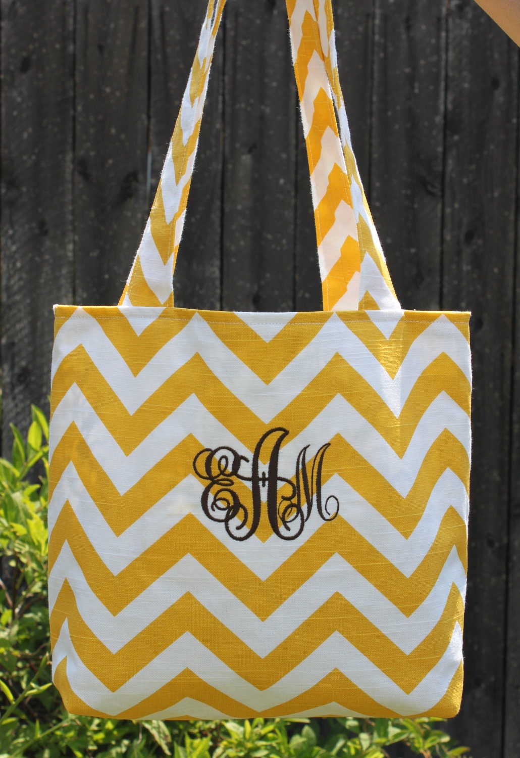 SMALL yellow and white CHEVRON stripe zigzag Handbag/ Diaper Bag/ Purse/ Tote/ Beach Bag