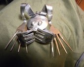 Speak No Evil ,Silverware Frog, Metal Sculpture,Repurposed,Welded Art