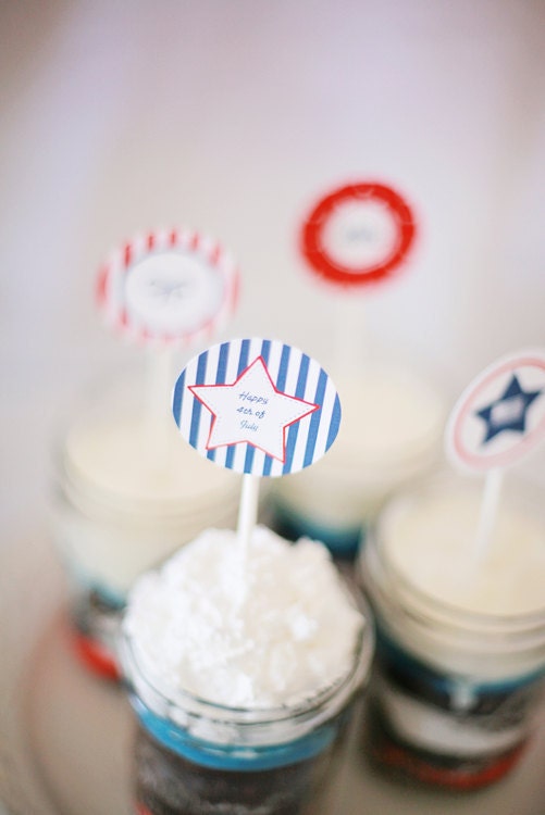 NAUTICAL or PATRIOTIC Custom Printable Party Circles (Cupcake Toppers, Labels, Tags) - as seen on Lauren Conrad
