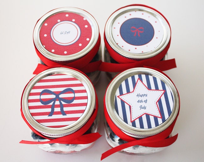 NAUTICAL or PATRIOTIC Custom Party Printable Mason Jar Toppers as seen on Lauren Conrad