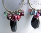 Galaxy: Black and Pink Tourmaline, Garnet, Pearls, Swarovski, and Sterling Silver