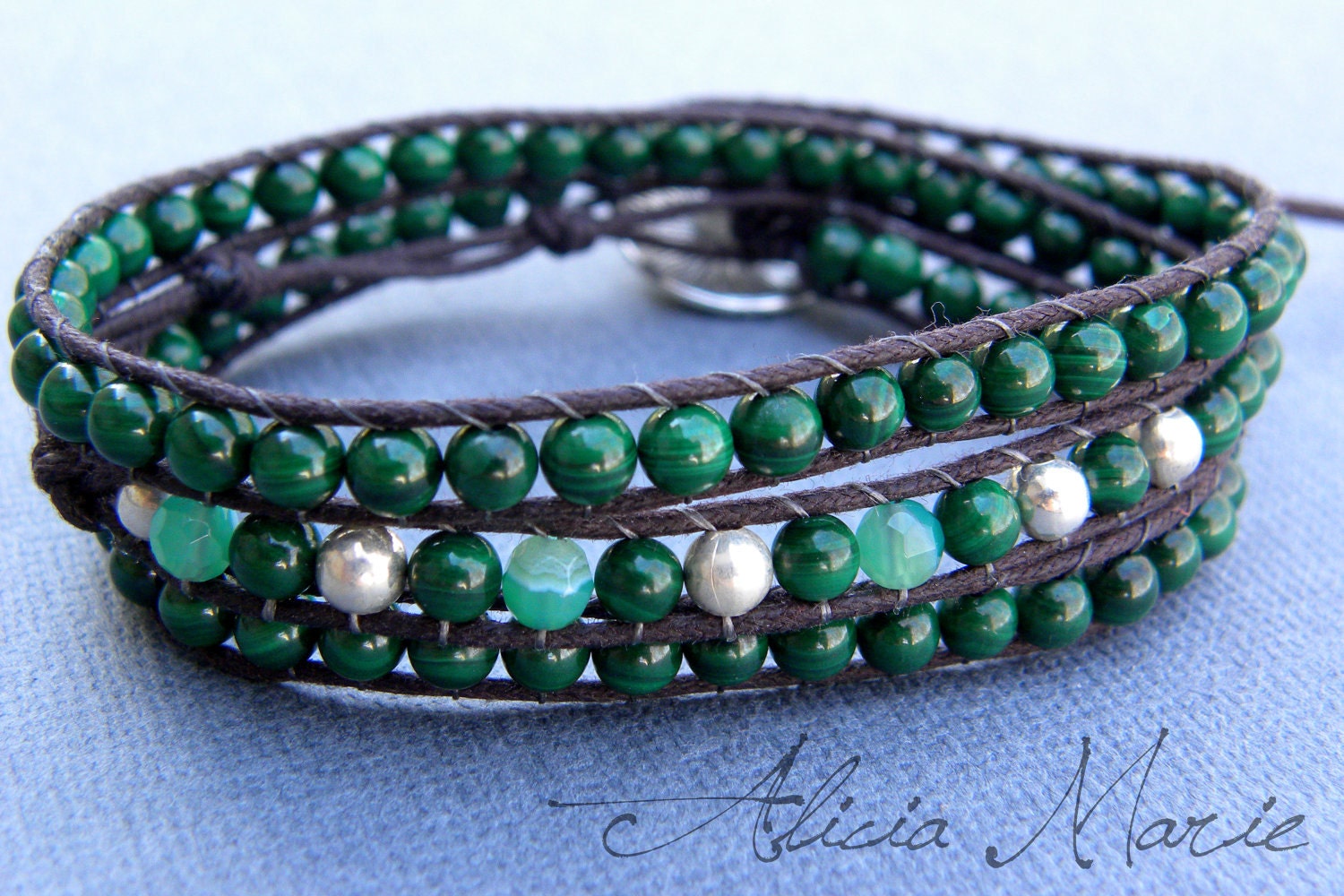 Amazon - Triple Wrap Malachite Wrap Bracelet or Anklet