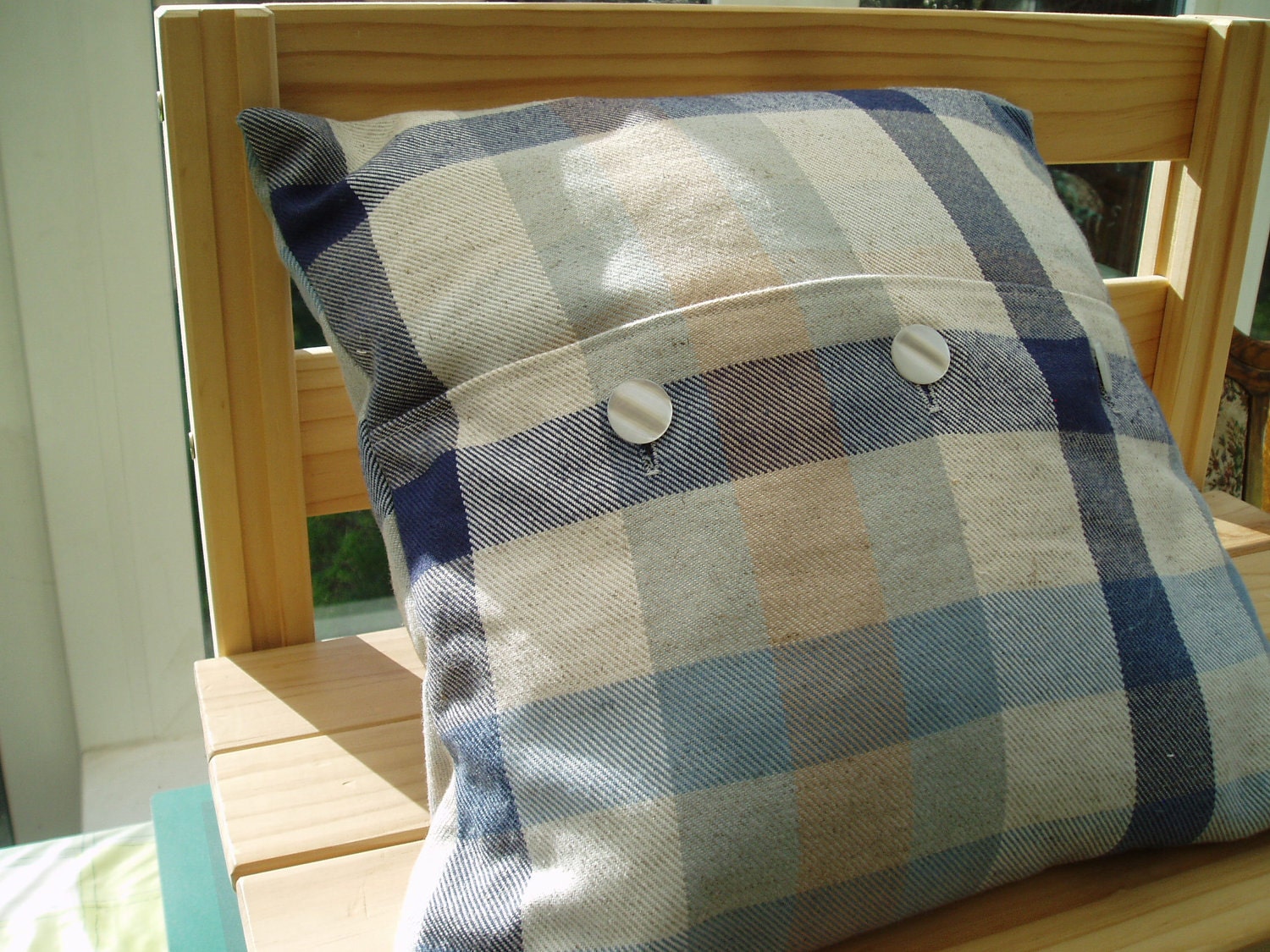 Blue Tartan Pillow cover