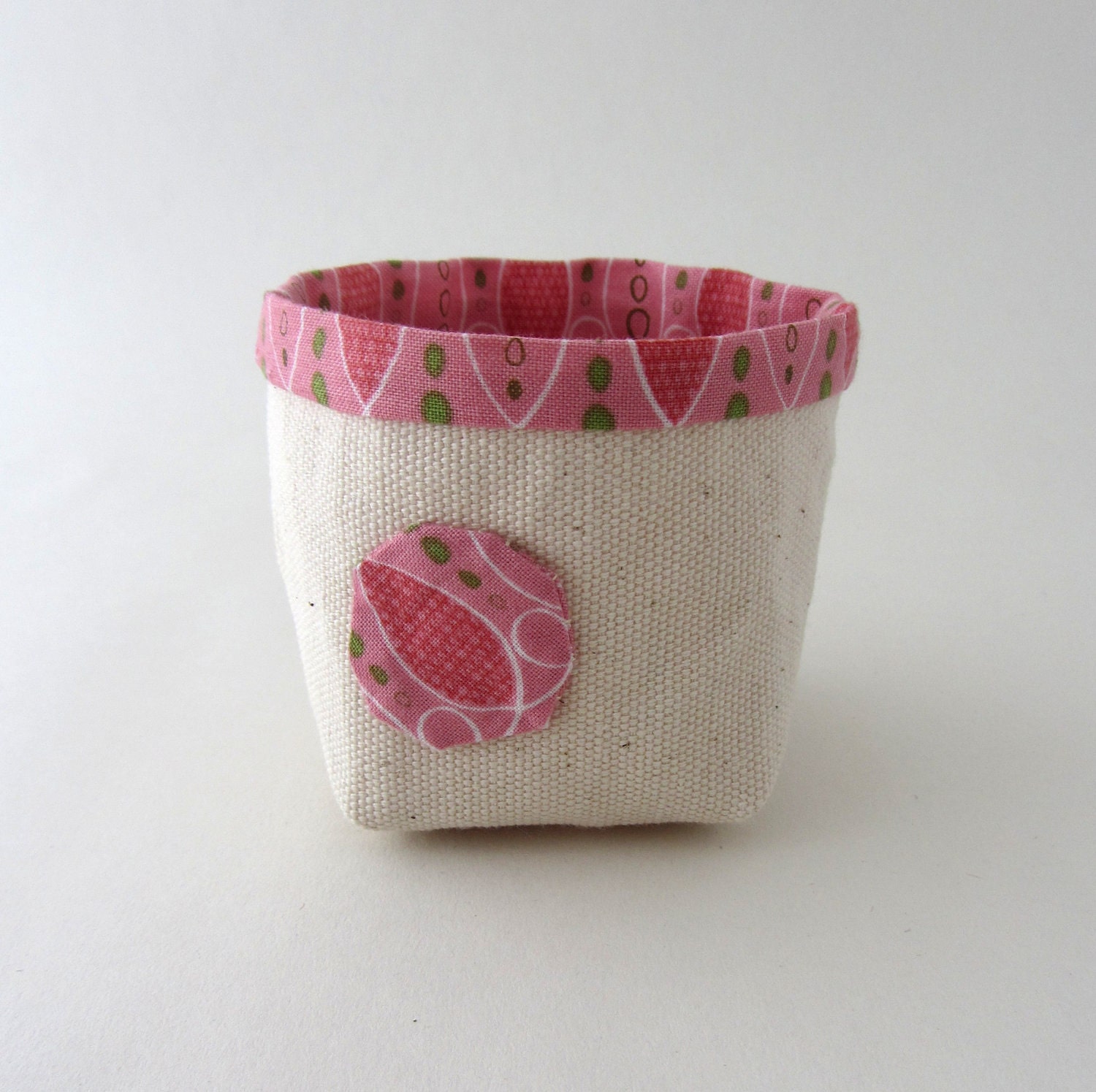Mini natural duck box with pink lining - small storage, craft supplies storage, small toys storage