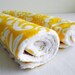 Baby Burp Cloths, Set of 2, Large Yellow Floral and White Bubble Dot Minky