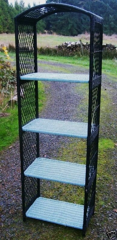 Mid Century Modern Retro HENRY LINK Vintage Cottage 1960s Tall Wicker Bookcase Bakers Rack Stand