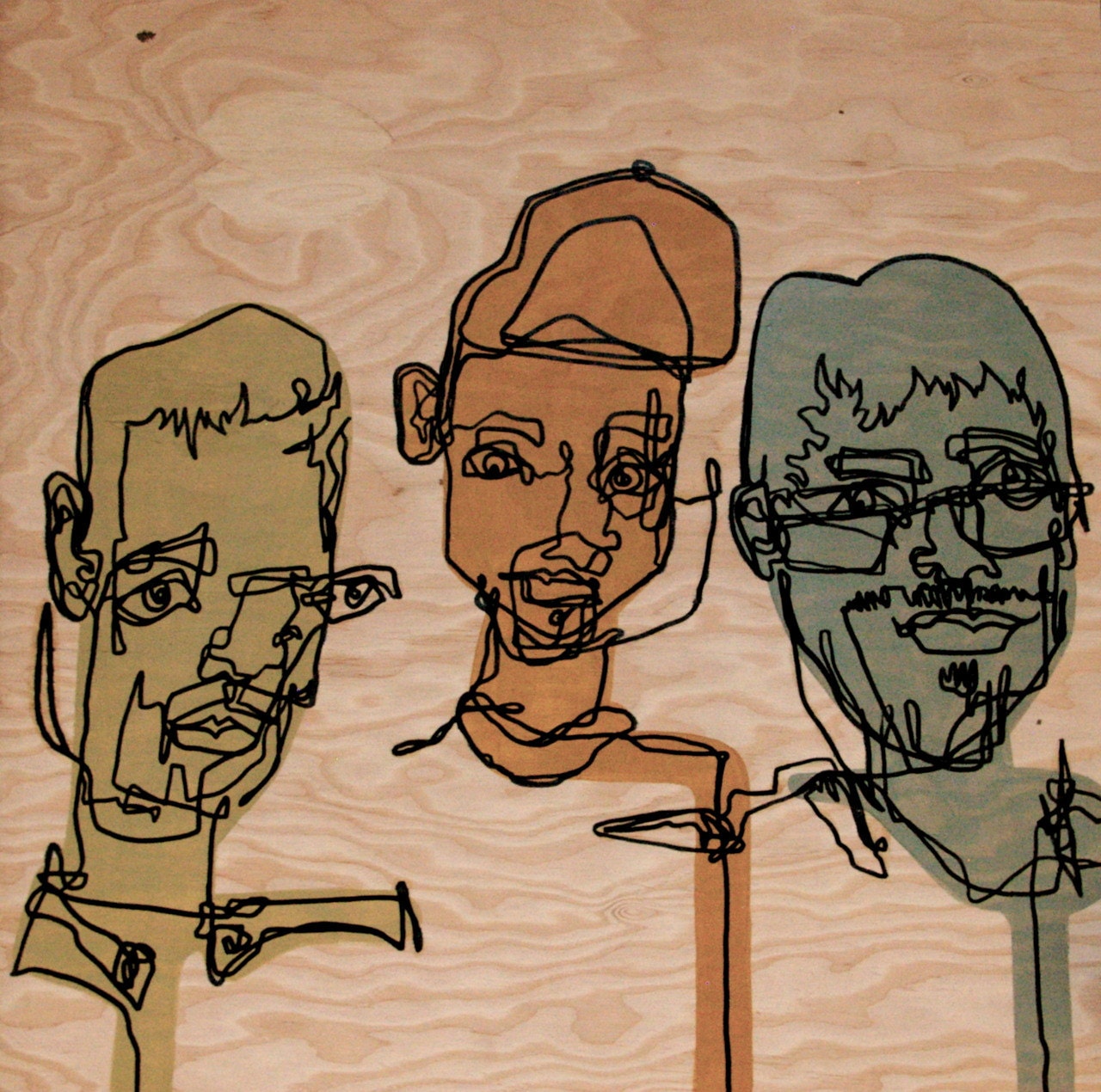 Custom Blind Contour Portrait On Wood Panel (Original Painting)