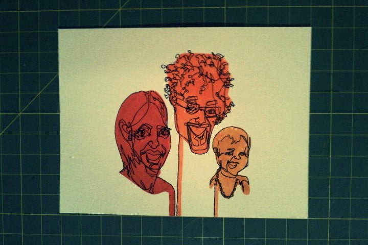 Custom Group Portrait - Aura Readings - Original Blind Contour Ink & Guache Paintings - Great Gift