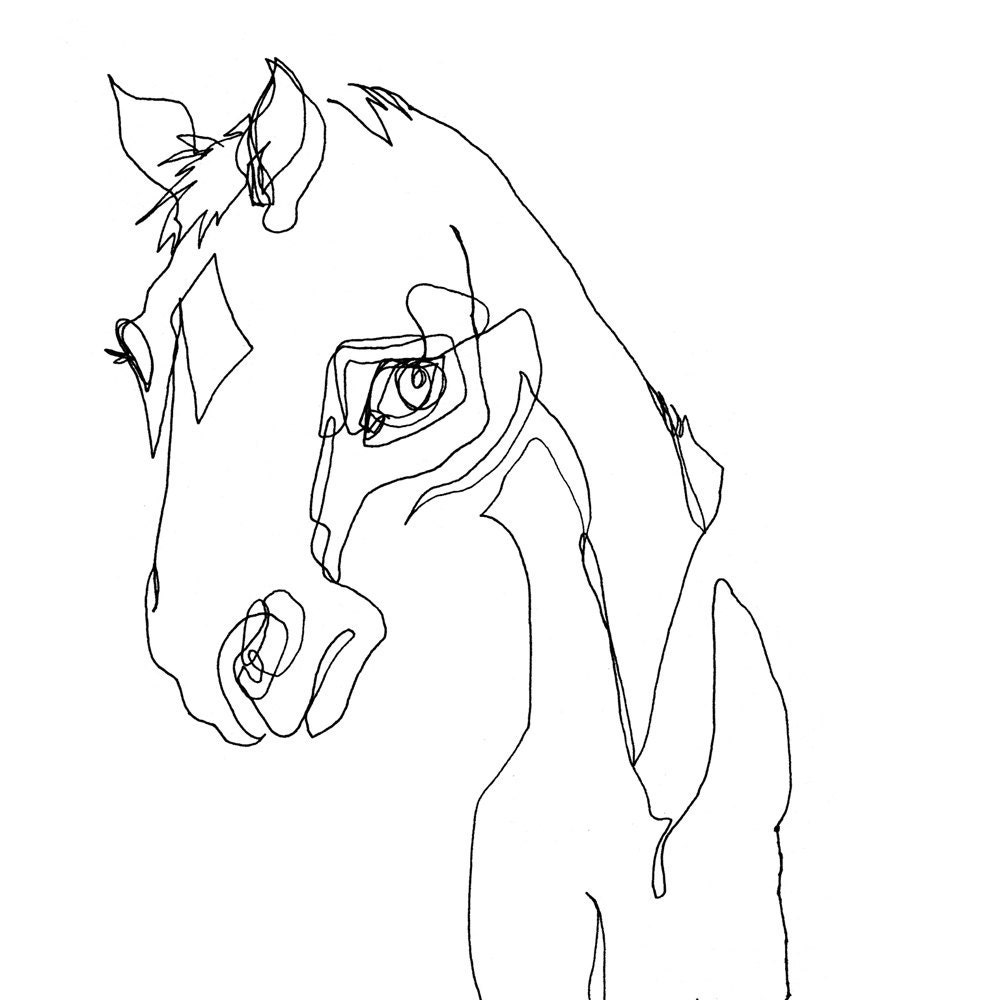 Blind Contour Horse II - Original Ink Drawing