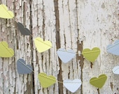 Sweetheart paper garland - 3 metre (9.8 ft) Soft Lemon and Grey Gray, engagement wedding party home decor