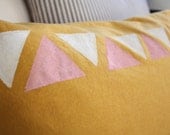 Tribal Inspired Pillow Cover, Ochre, Pink and White