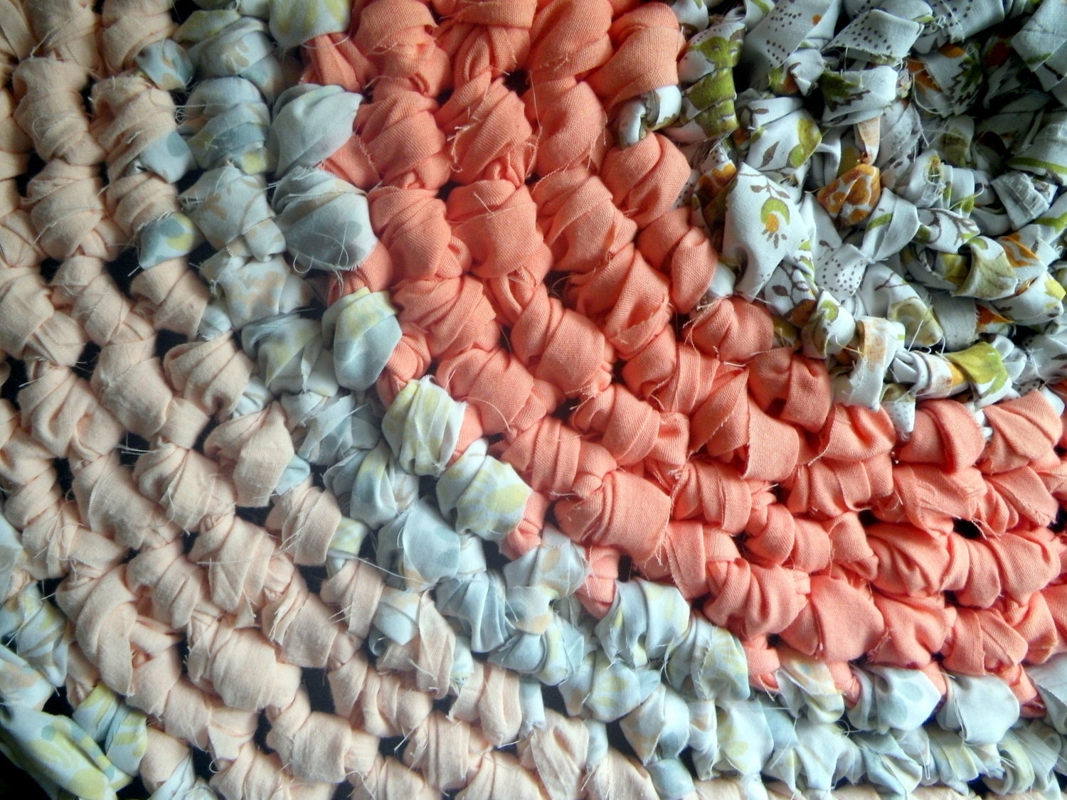 Crochet Rag Rug Southern Peaches Cottage Chic Eco Friendly Nursery