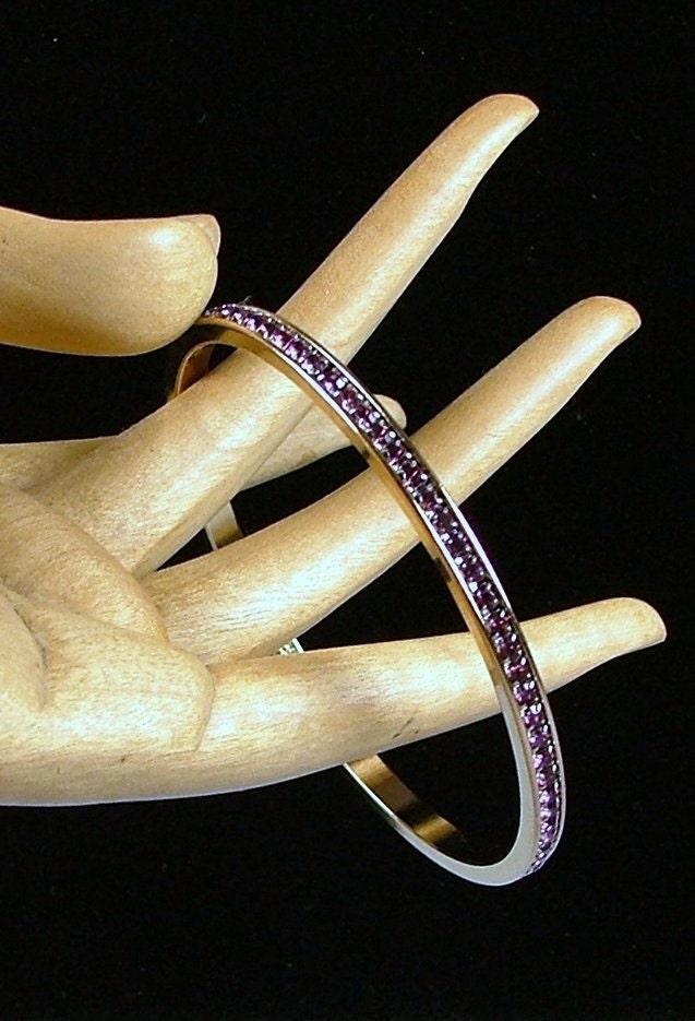 Vintage Amethyst Rhinestone Bangle 14K G.S.