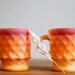 Set of 2 Orange Fire King Mugs, Kimberly Pattern, Anchor Hocking Mugs