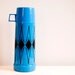 Vintage Thermos Brand Thermos, Blue with Black Diamond Pattern
