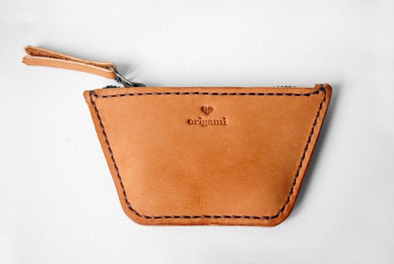 Handmade Leather Zipped Coin Case / Pouch