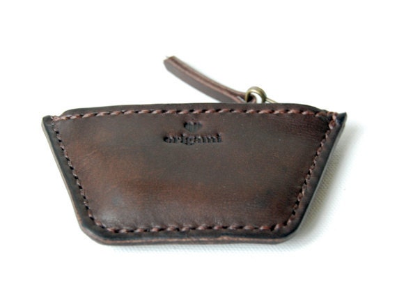 Handmade Leather Zipped Coin Case / Pouch