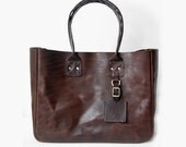 Handmade Dark Brown Leather Tote Bag