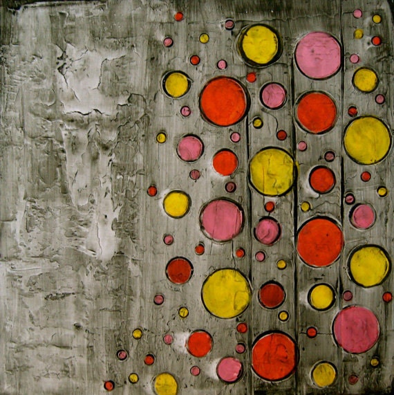 Abstract  Acrylic Art Circles Impasto Canvas Painting Original Painting Textured Olive Green 16x16