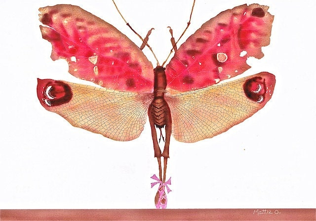 Bug Art - Greeting Card (5" x 7") - Pink Ballerina Bug  - BugArtAlley, by Mattie O. - BugArtAlley