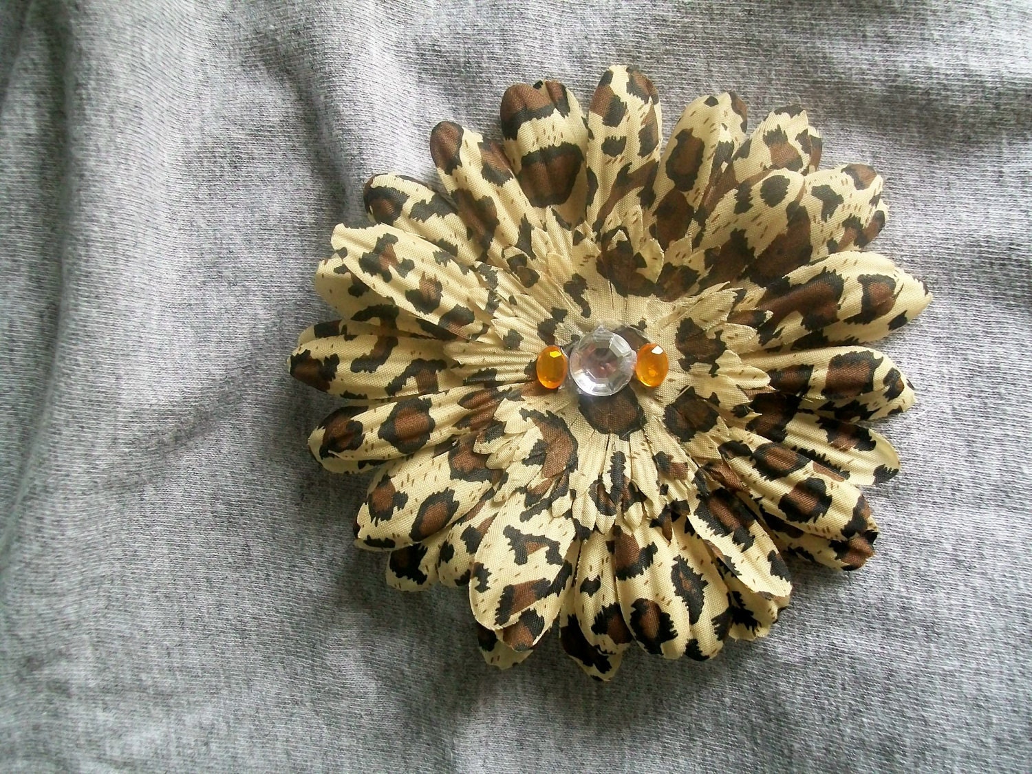 Cheetah Print Flower Hair Clip - Animal Print Hair Clip - Girls, Women Hair Accessory