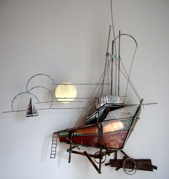 Vintage C Jere Brutalist Metal Boat Dock Sculpture by Modernera