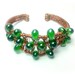 copper wire wrapping bracelet. green beaded bracelet Unigue..OOAK.. Spring. Cuff. Ottoman series.....cooper bracelet