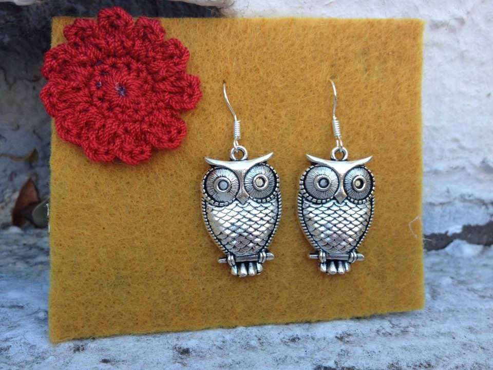 Urban Outfitters style owl earrings silver