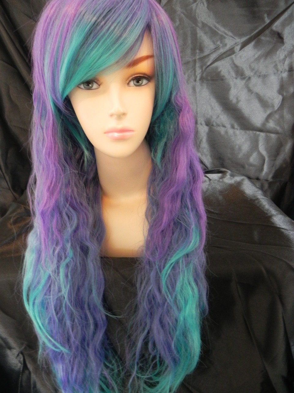 SHOP-WIDE SALE Sea Anemone / Purple, Blue, Sea Green and Teal / Extra Long Wavy Layered Wig