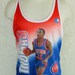 Vtg NBA Detriot Pistons Isiah Thomas Photo Print Jersey Large