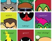 SpiderMan & His Rogues Gallery of Villains - Original Artwork - Set of 9 PrintsVenom / Green Goblin / Kingpin / Doc Ock / Rhino