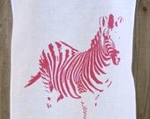 Zebra in Pink - 100% Linen Tea Towel