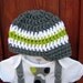 Get the set - Polka Dot Neck Boy Tie Bodysuit Onesie or T-Shirt with Suspenders and Crocheted Hat - Size NB to 12 Years